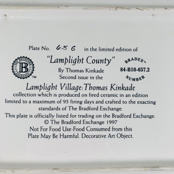 Bradford Exchange Thomas Kinkade Lamplight Country Series Decorative Plate VTG - Picture 5 of 7